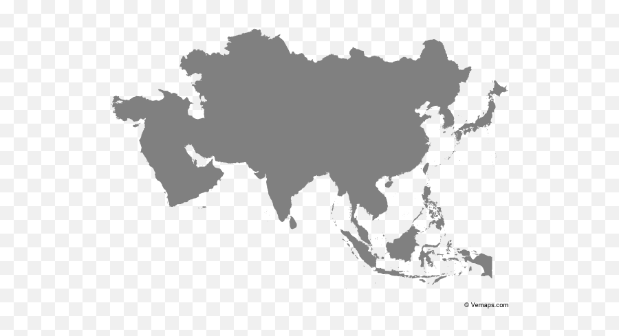 Grey Map Of Asia Free Vector Maps In 2020 - Asia Map Grey Png,Blank World Map Png