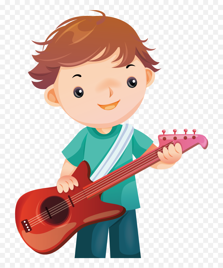 Boy Cartoon Guitar Instrument Musical - Un Niño Tocando Un Instrumento Png,Cartoon Guitar Png