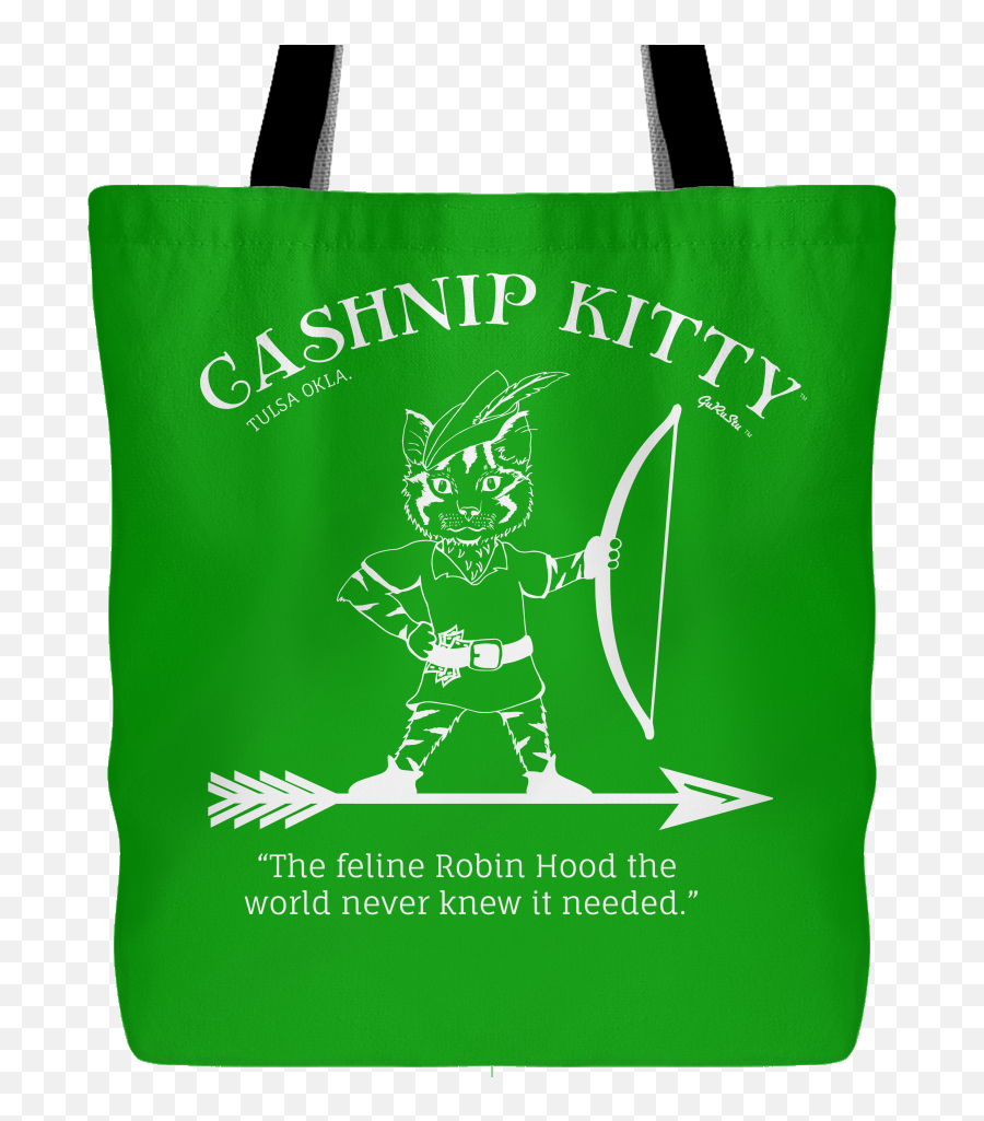 Cashnip Kitty Feline Robin Hood Tote White Logo - Tote Bag Png,Robin Hood Png