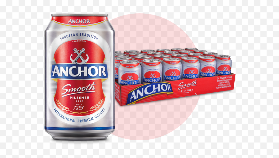 Anchor Smooth 24 - Can Pack Anchor Beer Can 24x320ml Png,Beer Can Png ...