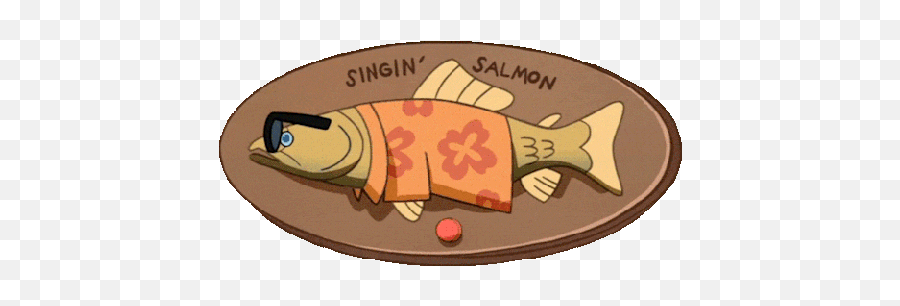 Transparent Gravity Falls Gif S The Singin Salmon Spending - Animated Salmon Fish Gif Png,Salmon Transparent Background