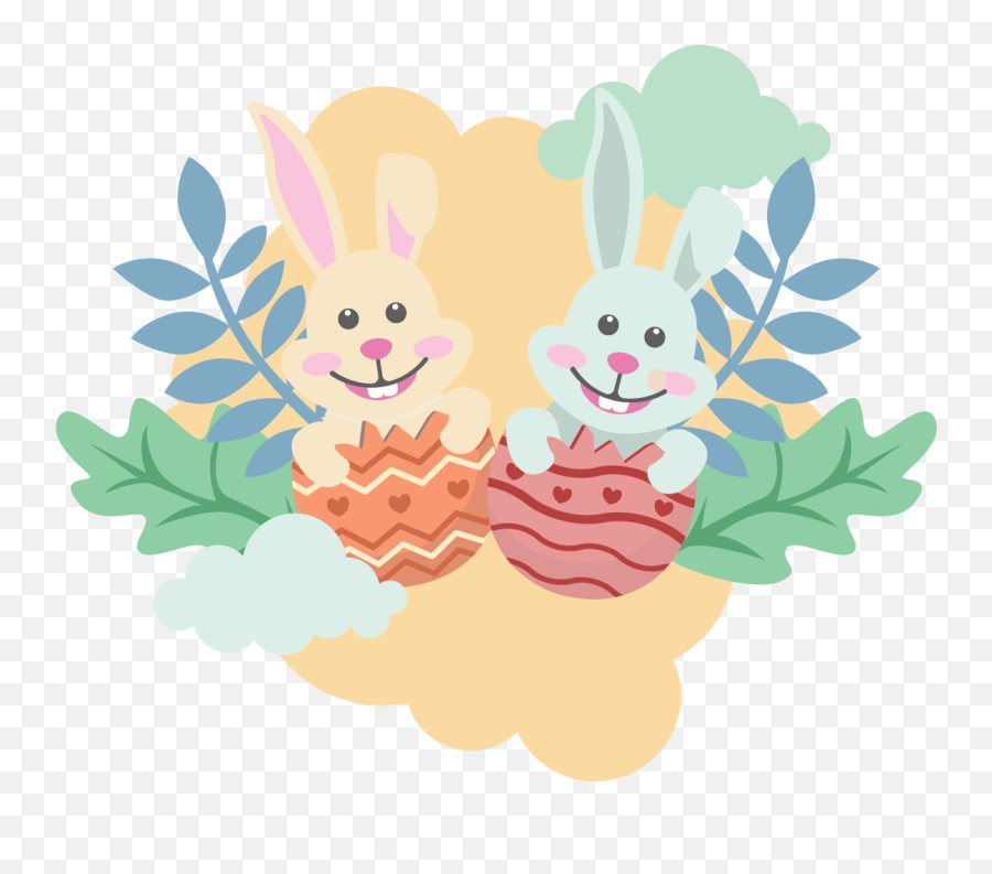 Easter Egg Bunny Couple Cloud Icon Graphic By Soe Image - Happy Png,Kawaii Bunny Icon