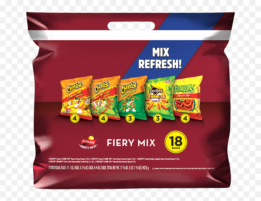 Frito - Lay Fiery Mix Variety Pack Variety Packs Variety Pack Of Chips Png,Doritos Png