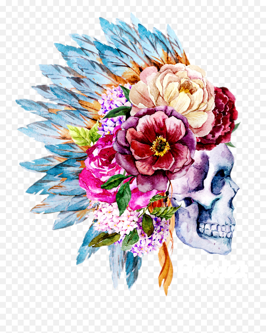 Download Headdress Dark Garme - Skull With Flower Headdress Png,Headdress Png
