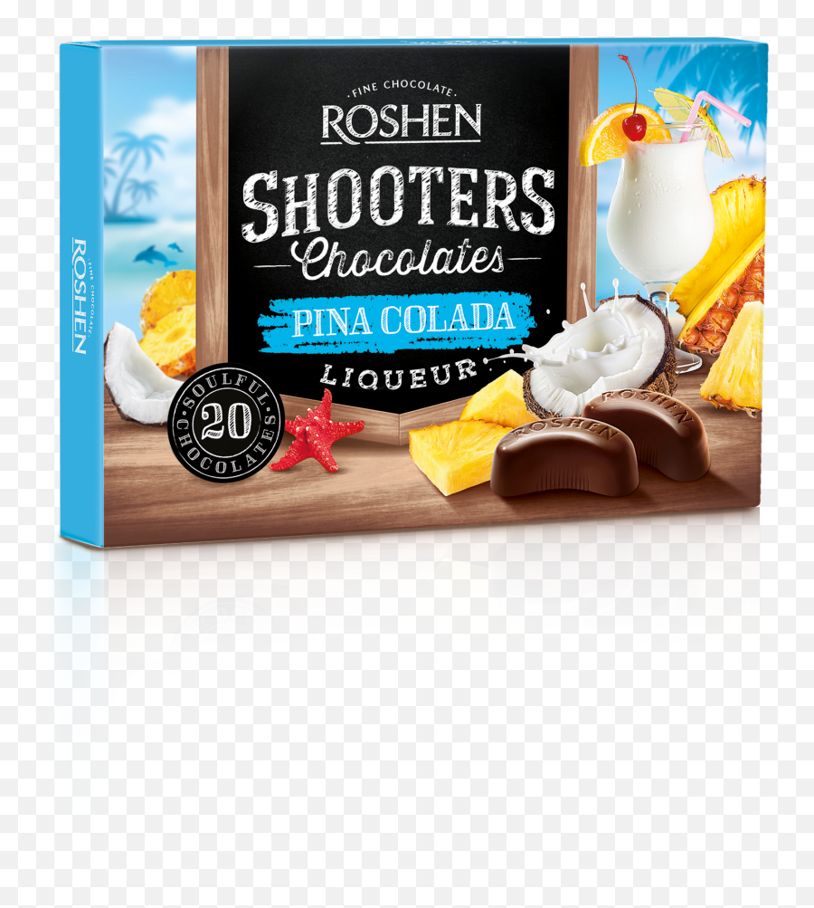 Roshen Shooters Dark Chocolate With Piña Colada Filling 150g Png Pina