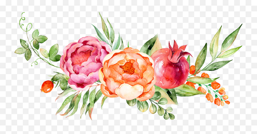 Download Decoration Flower Grape Watercolor Floral Painting - Transparent Background Pink Peony Png,Watercolor Floral Png