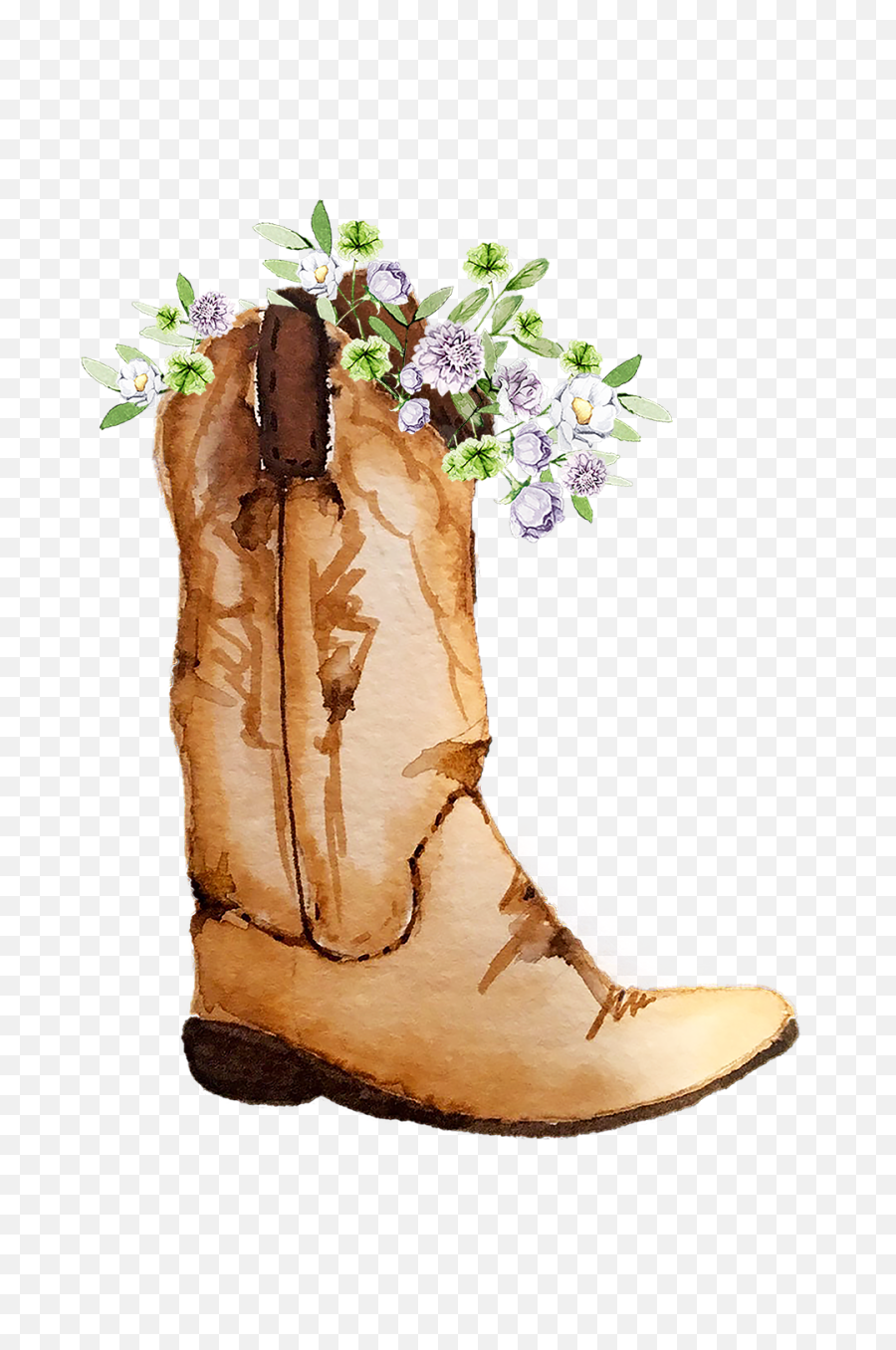 Cowboy Boot Transparent Png - Cowgirl Boots With Flowers Clipart,Cowboy Boot Png