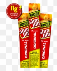 Download High Protein Snacks - Monster Slim Jim Hd Png Product Label,Snacks Png
