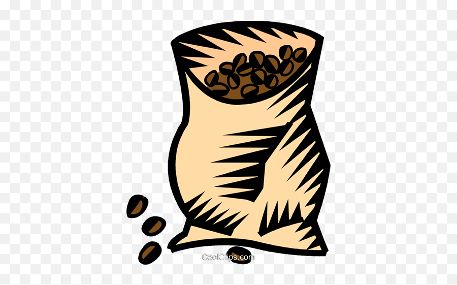 Bag Of Coffee Beans Royalty Free Vector Clip Art - Coffee Beans Cartoon Transparent Png,Coffee Bean Icon Png