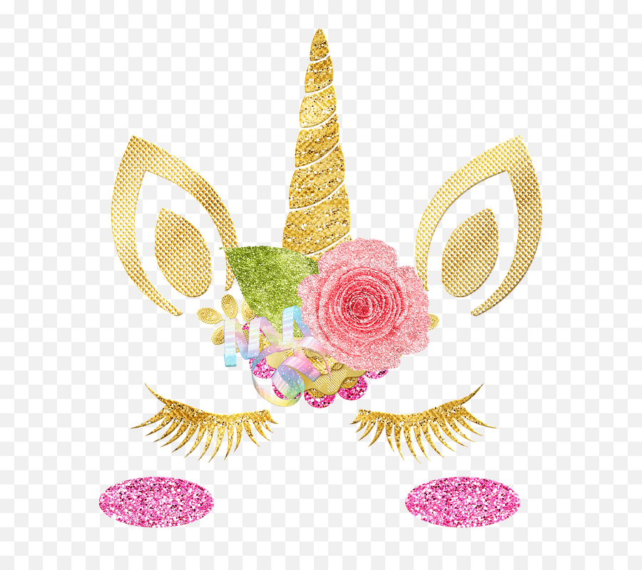 Download Hd Unicorn Face Gold Foil Eyelashes Glitter - Unicorn Face Clipart Png,Eyelashes Transparent Background