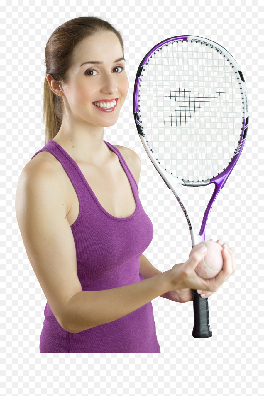 Smiling Woman With A Tennis Racket Png - Woman With A Tennis Racket,Tennis Racket Transparent