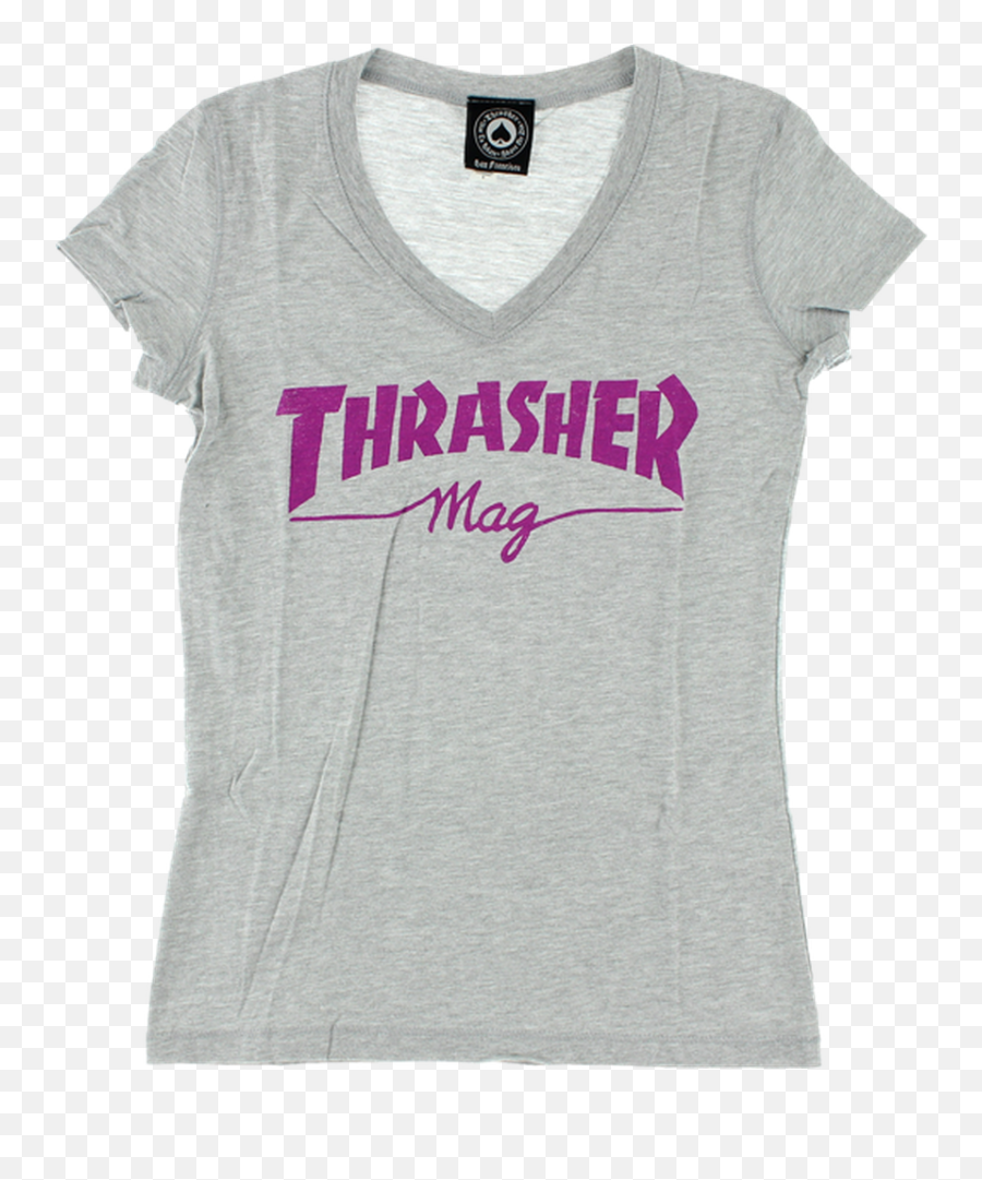 Thrasher Mag Logo Girls V Neck Ss M Hthr - Yellow Thrasher T Active Shirt Png,Thrasher Logo Png