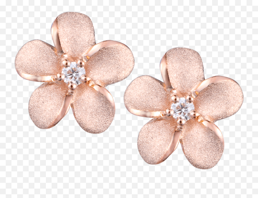 Download 14k Rose Gold Plumeria Diamond Earrings - Body Artificial Flower Png,Gold Earring Png