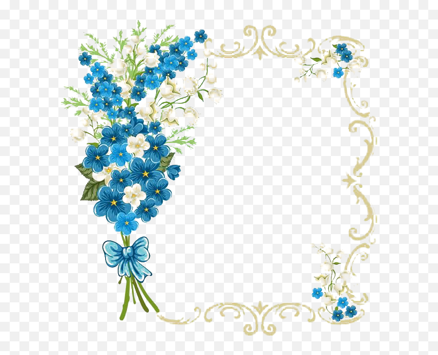 Floral Blue Frame Png Transparent Images All - Frame Blue Flower Border,Blue Flower Png