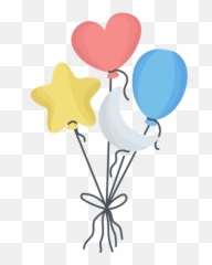 Balloon String Star Heart Crescent Flat - Balão De Estrela Png