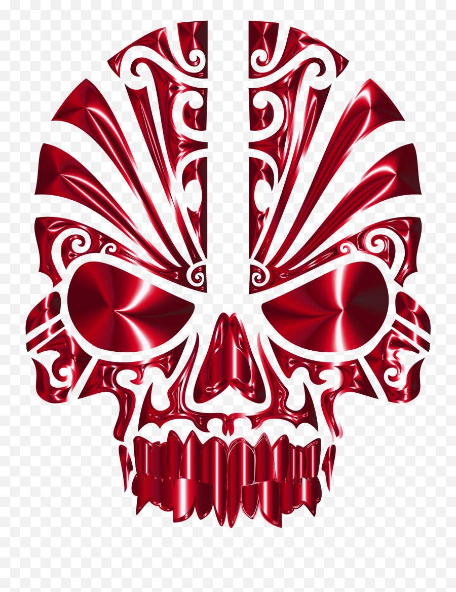 Tribal Skull Silhouette 2 Crimson - Tribal Skull Silhouette Png,Tribal Design Png