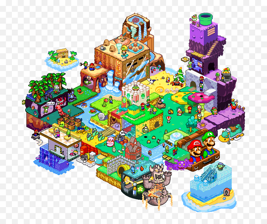 Can You Name All The References In This Gorgeous Super Mario - Luigi Pixel Art Super Mario Png,Assistance Icon Mario + Luigi Superstar Saga