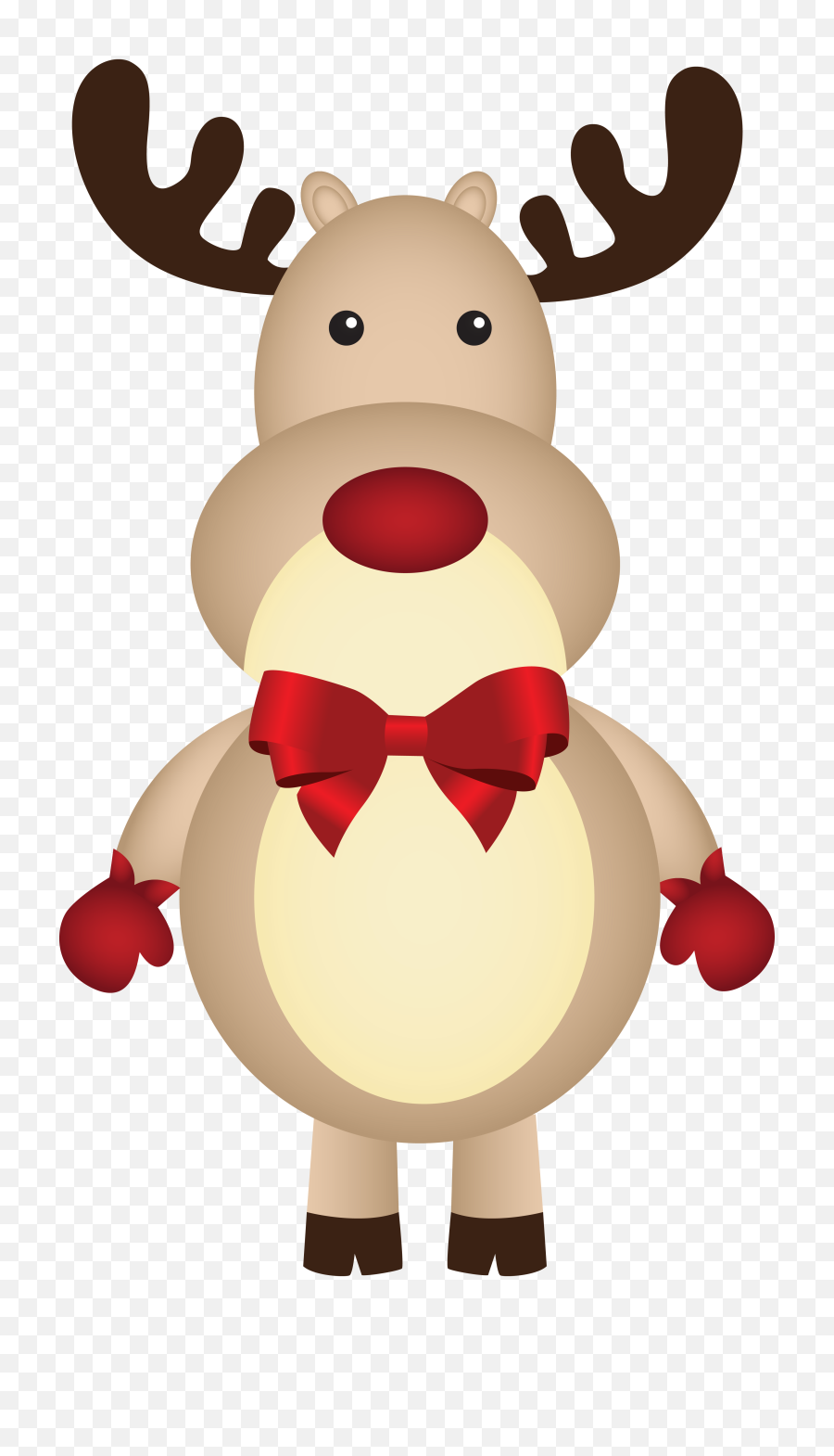 Christmas Rudolph With Bow Png Clipart Image - Christmas,Christmas Bow Png