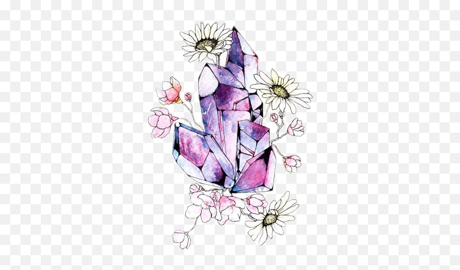 Download Report Abuse - Crystal And Flower Tattoo Full Flowers Crystal Watercolor Art Png,Flower Tattoo Png