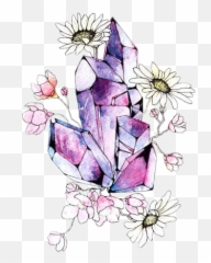 Download Report Abuse - Crystal And Flower Tattoo Full Flowers Watercolor Art png
