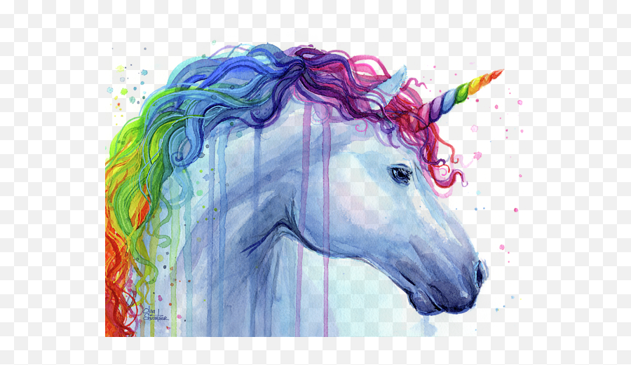 Rainbow Unicorn Watercolor T - Shirt Unicorns And Rainbows Painting Png,Unicorn Head Png