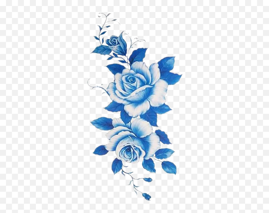 Tatoo Tatouage Bleu Blue Flower Sticker By Solanomie - Dibujos De Rosa Azul Png,Blue Flower Png - free transparent png images - pngaaa.com