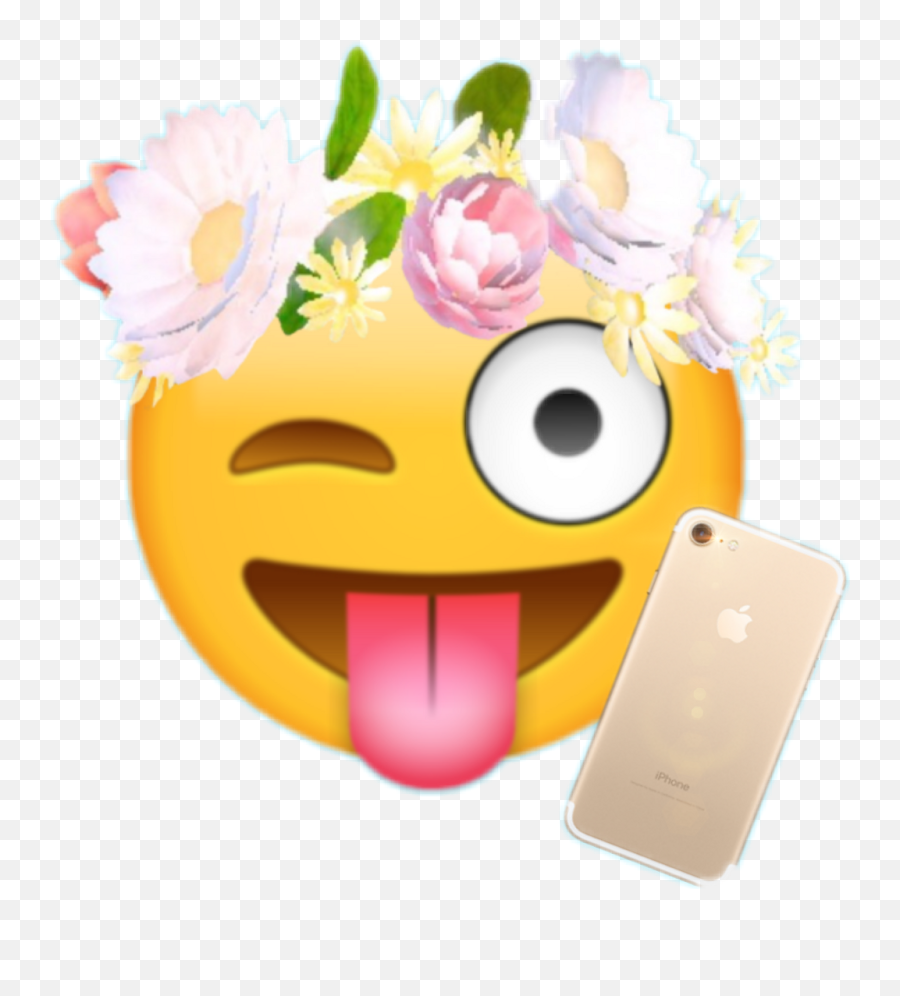 Snapchat Flower Filter Png - 1024x1088 Png Clipart Download Smile Tongue Out Emoji,Snapchat Filter Png