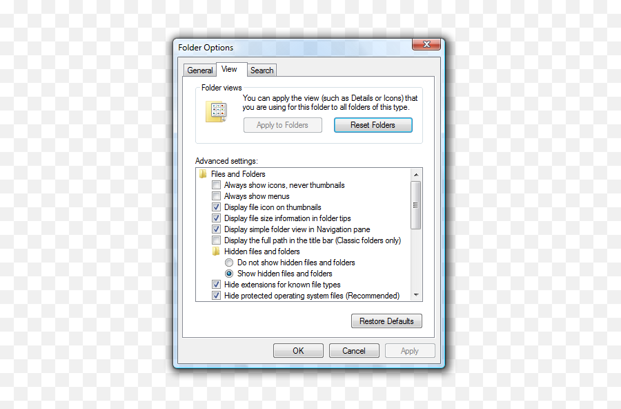 Restore Icon Cache In Windows - Folder Option Win 7 Png,Windows Folder Icon
