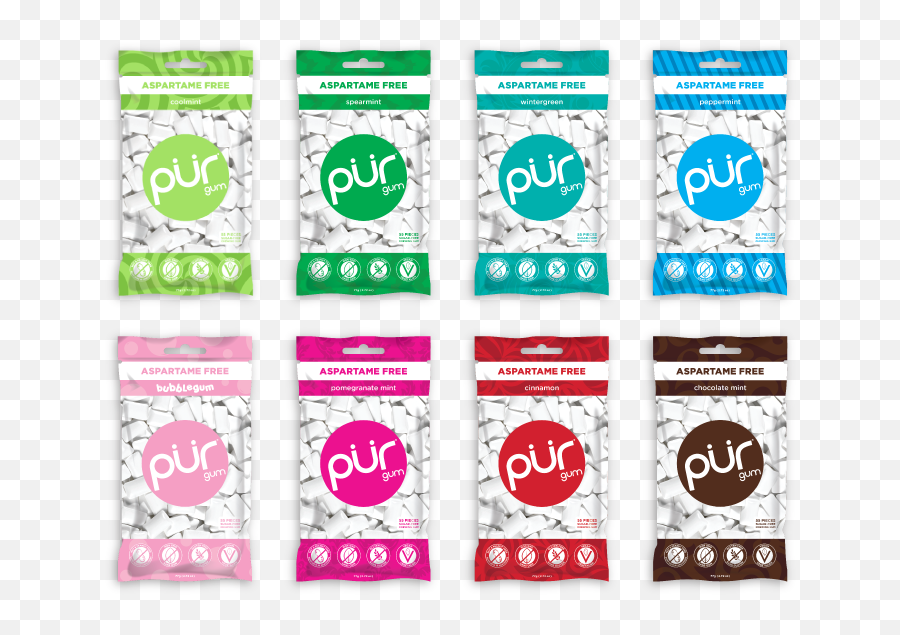 Download 8 Gum Bag Variety Pur - Pur Aspartame Free Gum Png,Bubblegum Png