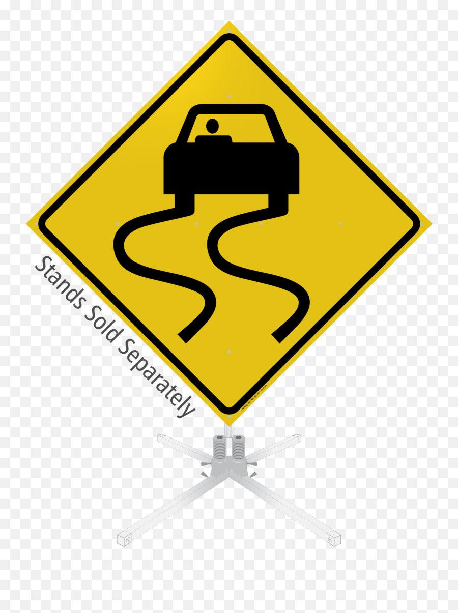 Slippery When Wet Symbol Roll - Up Sign Sku Wm0150 Car Road Sign Png,Yellow Warning Icon