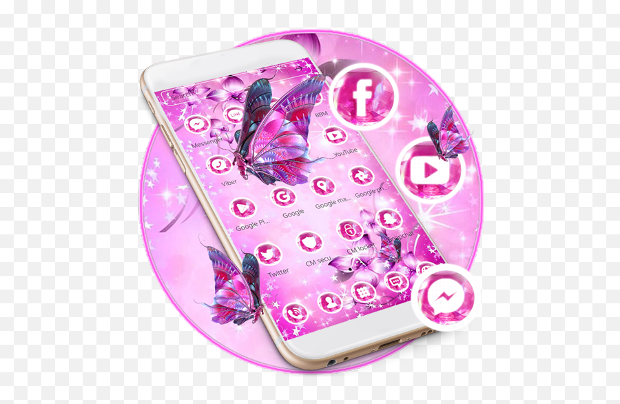 Pink Neon Butterfly Theme Wallpaper U0026 Lock Screen Apk 121 - Lock Screen Png,Pink Butterfly Icon