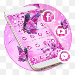 Pink Neon Butterfly Theme Wallpaper U0026 Lock Screen Apk 121 - png