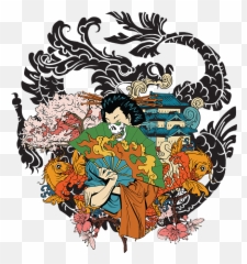 Geisha Long Sleeve T - Shirt for Sale by Jacob Zelazny Japanese Dragon Vector Free png