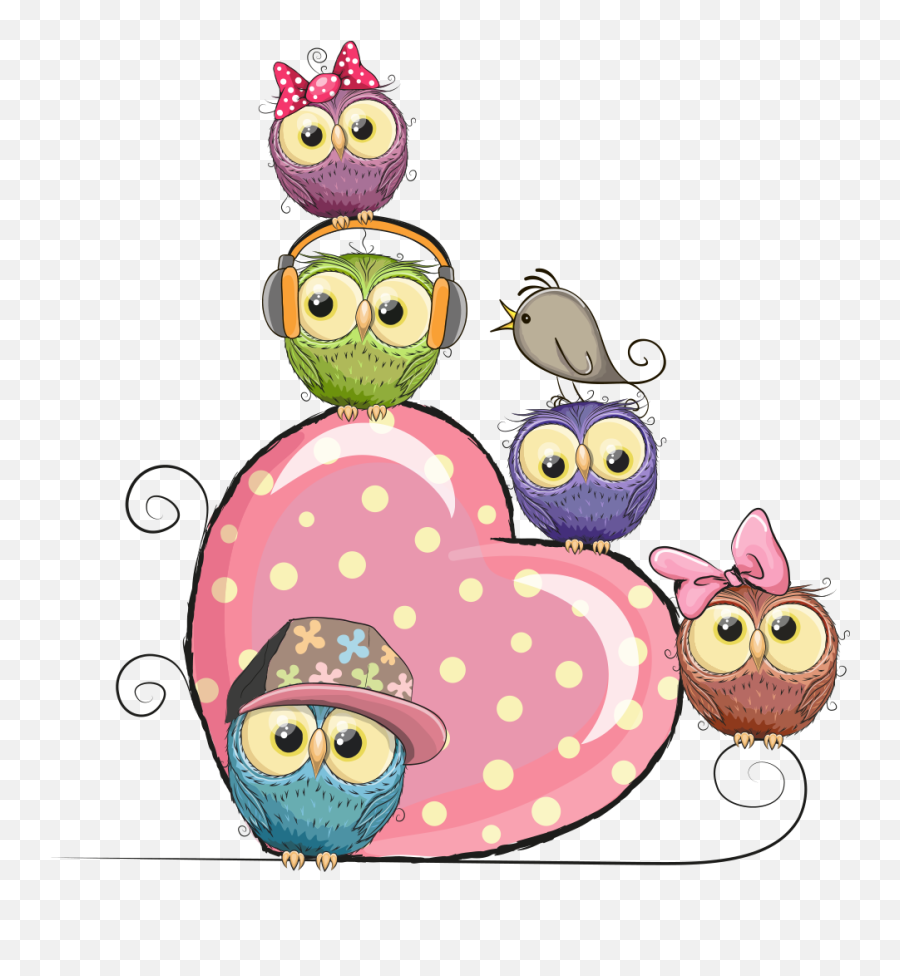 Download Pink Owl And Illustration Owls Vector Hearts - Cute Cartoon Owl Clipart Png,Owls Png