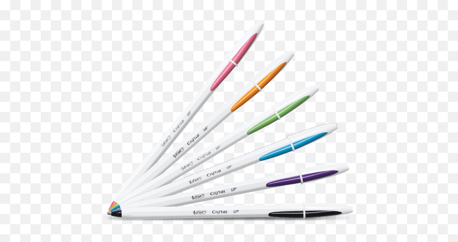 Download Six Cristal Up Pens Of Different Colors - Generic All Colours Of Bic Cristal Png,Pens Png