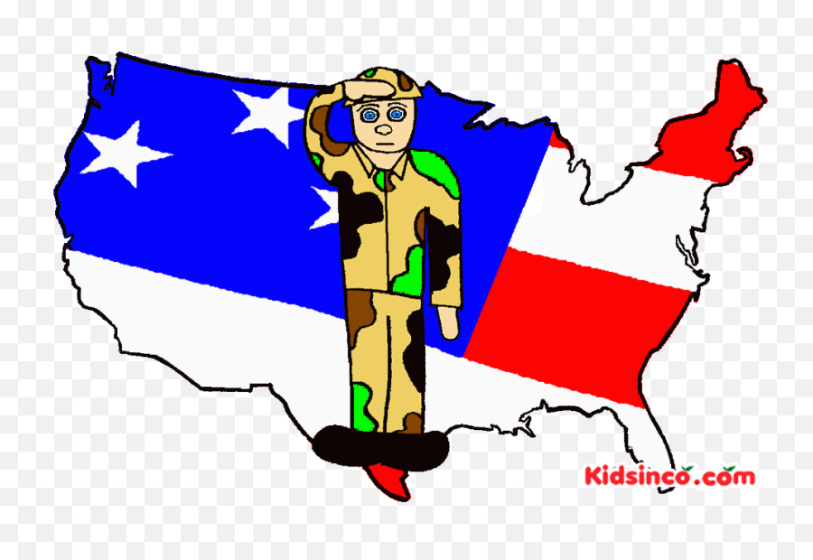 Drawing Of A Military Man - Patriotism For Kids Png,Us Flag Transparent Background