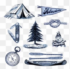 Camping Summer Camp Tattly Clipart Png - Summer Camp Tattoo,Camping Png