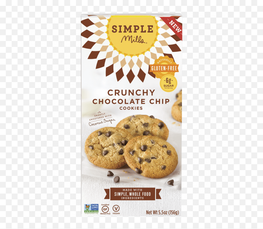 Simple Mills Crunchy Chocolate Chip Cookies 55 Oz - Simple Mills Chocolate Chip Cookies Png,Chocolate Chip Cookie Png