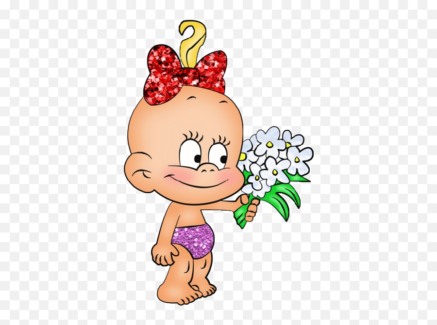 Cute Baby With Flowers Cartoon Clip Art Images Are - Dibujos Divertidos De Bebes Png,Baby Transparent Background