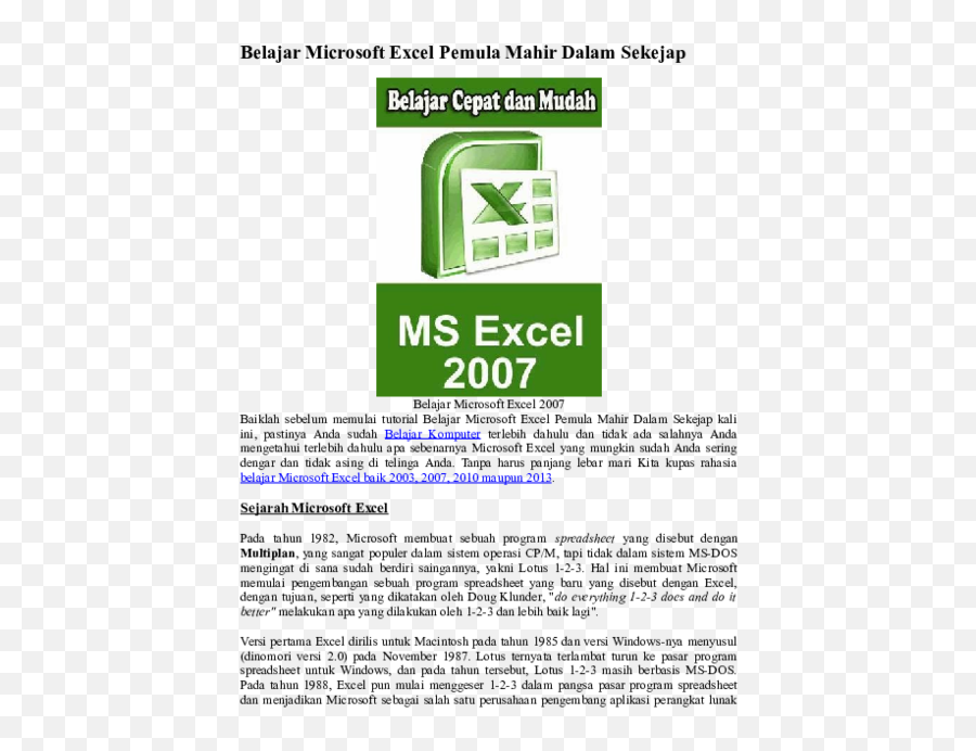 Belajar Microsoft Excel Pemula Mahir - Excel 2013 Png,Fungsi Icon Microsoft Excel 2007
