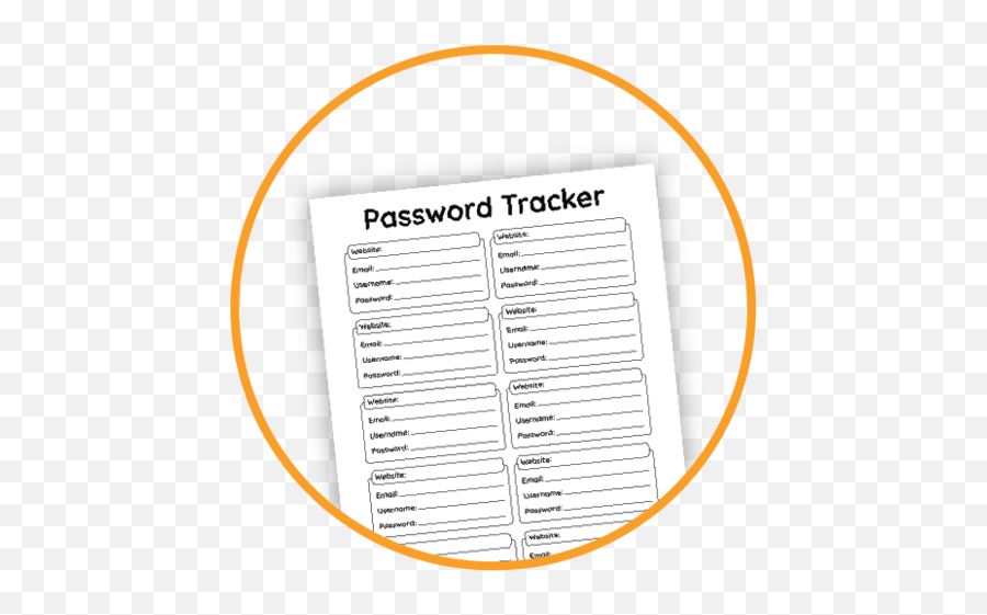 Stay Secure With A Password Tracker Free Printable - Document Png,Tracker Icon