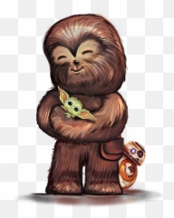 Baby Yoda And Chewbacca Fleece Blanket - png