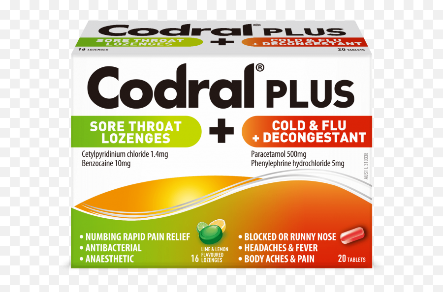 Codral Plus Sore Throat Lozenges Cold U0026 Flu Decongestant - Codral Cold And Flu Tablets Png,Cold Png