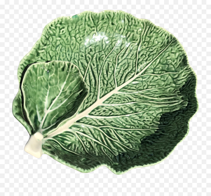 Vintage Majolica Cabbage Leaf Serving Platter Png