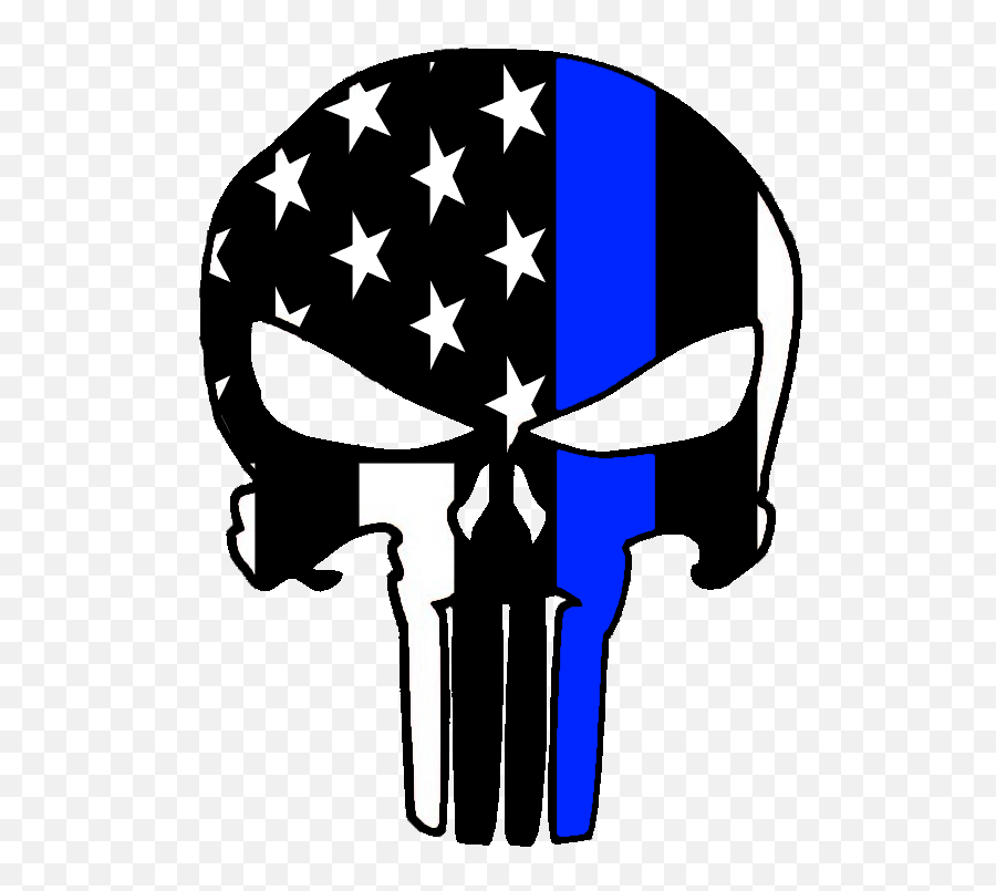 Thin Blue Line Punisher Sticker - Thin Blue Line Drawings Png,Thin Blue Line Png