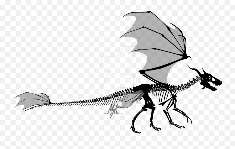 Download Dragon Skeleton Silhouette By Messyartwok - Dragon Dragon Skeleton Transparent Background Png,Dragon Silhouette Png