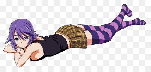 Rosario Vampire Shirayuki Mizore Thighhighs Transparent - Cartoon Girl Laying Down Png,Rosario Png