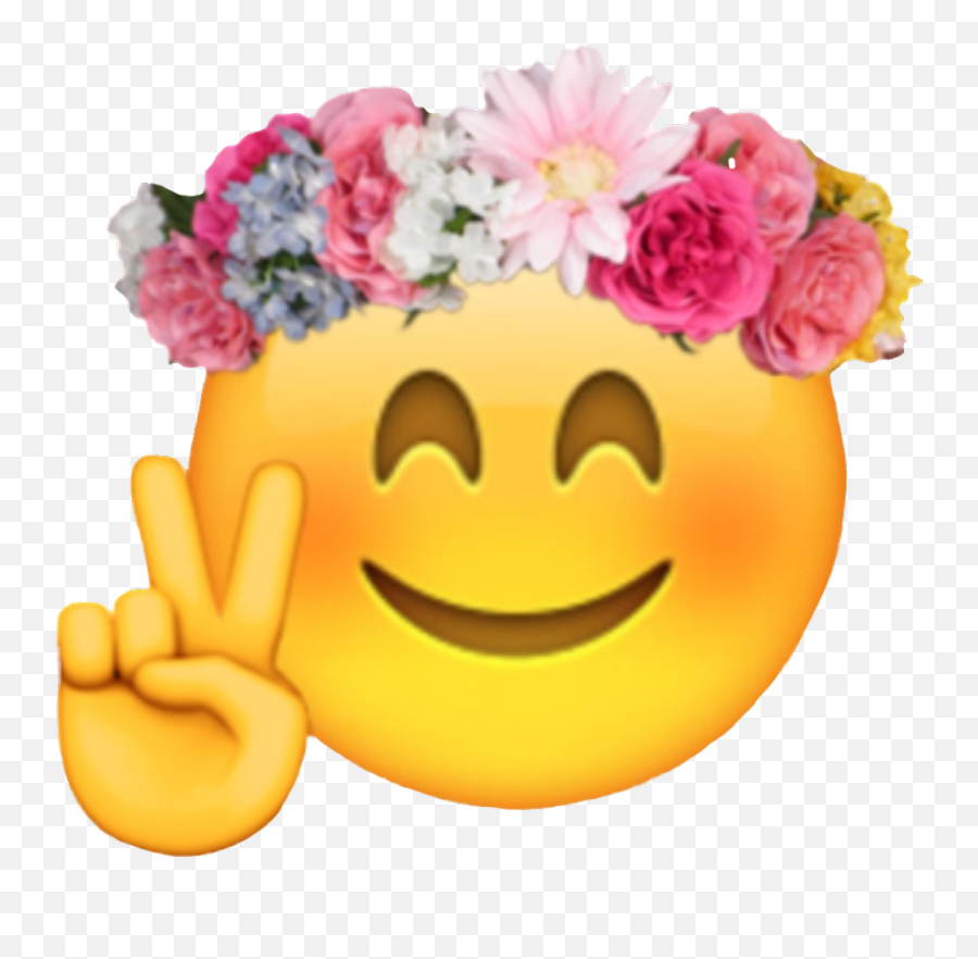 Emoji With Flower Crown Png Download - Flower Crown Peace,Flower Crown Transparent