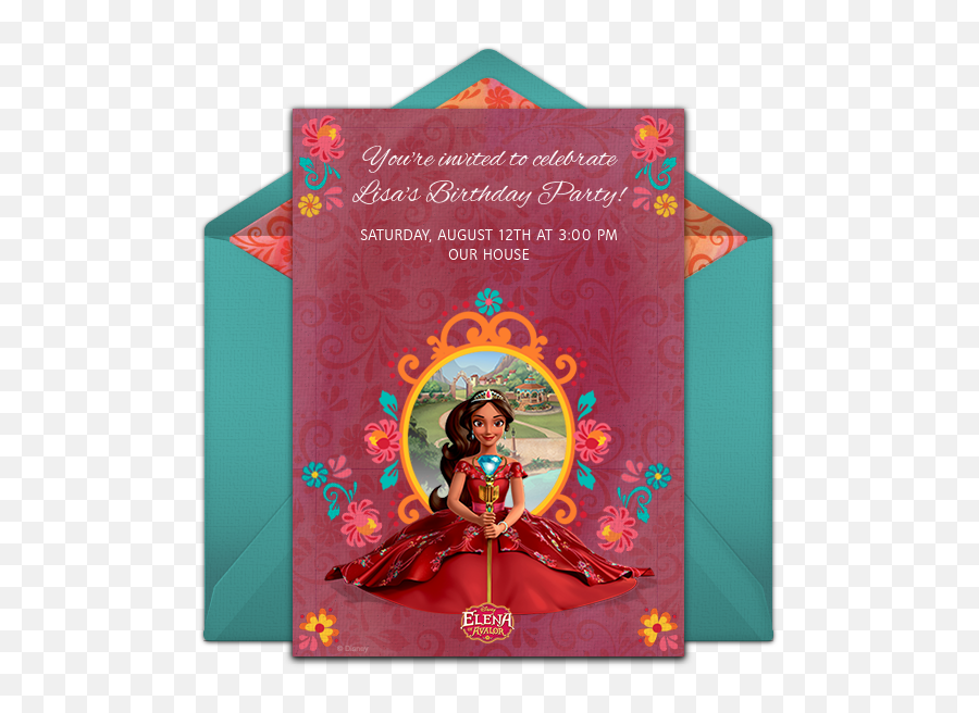 Free Elena Of Avalor Online Invitation - Christmas Card Png,Elena Of Avalor Png