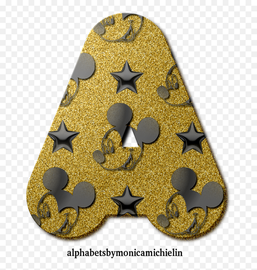 Monica Michielin Alfabetos Golden Glitter Mickey Star Png Gold